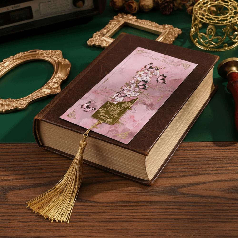 2Pcs Golden Hollow Metal Bookmark Bronzing Painting Book Separator School Supplies