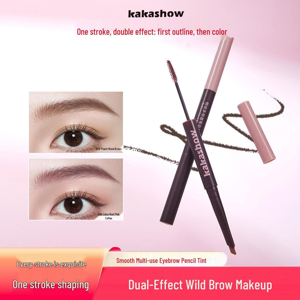 Kakashow Smooth Draw Double-Ended Eyebrow Pencil & Mascara for Long-Lasting, Natural Brow Effect