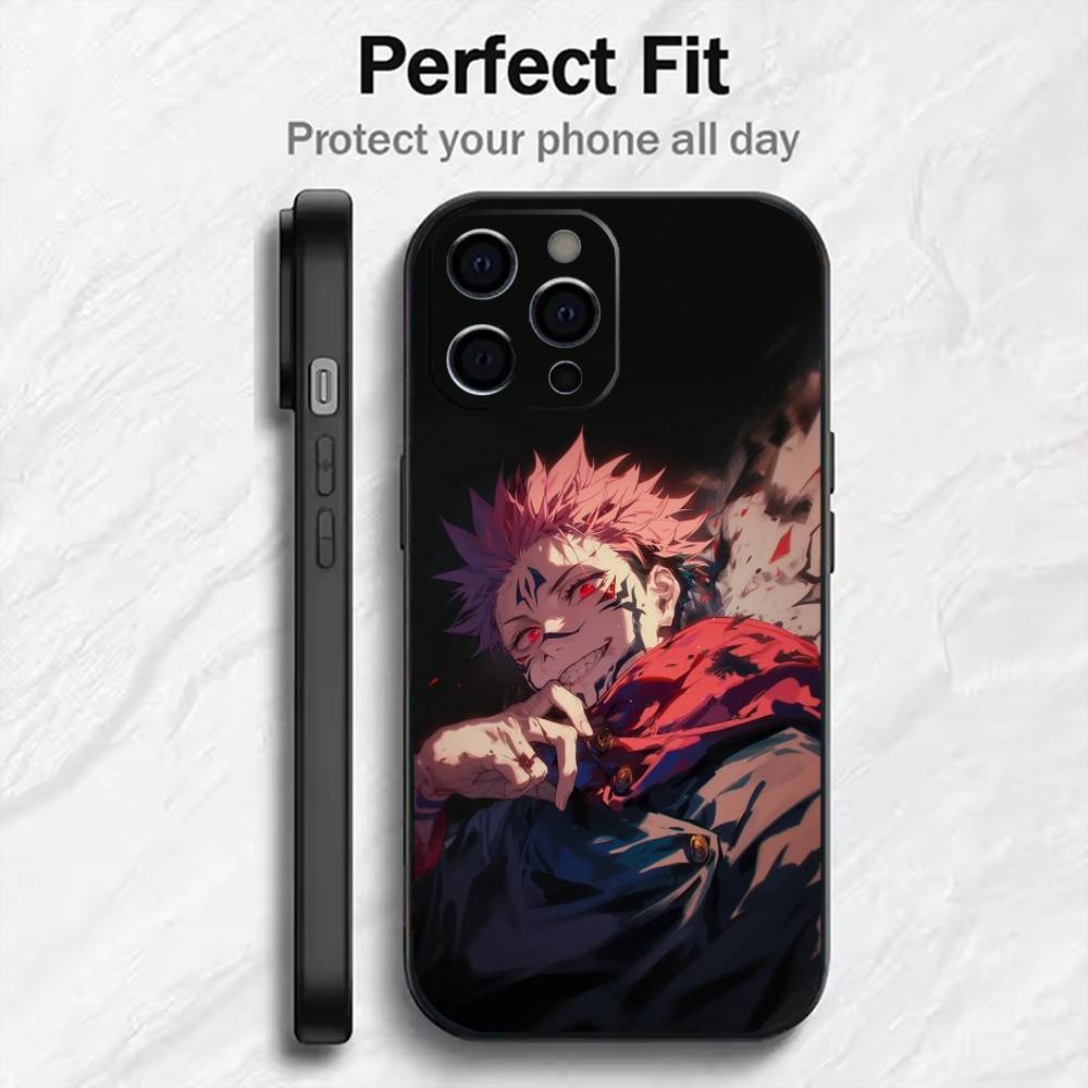Itadori J-Jujuts-u K-Kaisen  Phone Case For iPhone17,16,15,14,13,12 Plus,Max Soft Silicone Black Cover