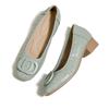 New Women Genuine Leather Pumps Checked Low Heel High Heel Shoes OL Fashion Dress Shoes
