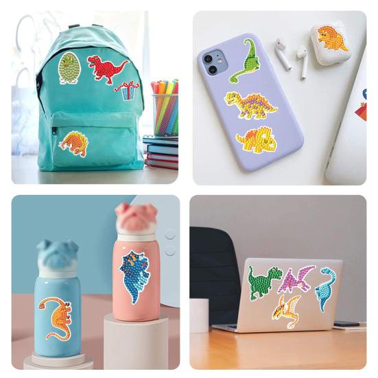 4 Stück bunte Cartoon-Dinosaurier-Form, Diamant-Malerei-Aufkleber, DIY-Handwerk, handgefertigte Tiere für Kinder