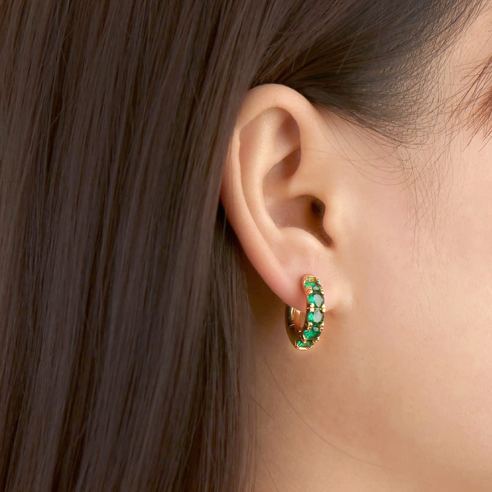 AREUM Earrings and Rings, Jimin Motif, Set of 2, Gold and Green, One-Touch Earrings (Gold and Clear)