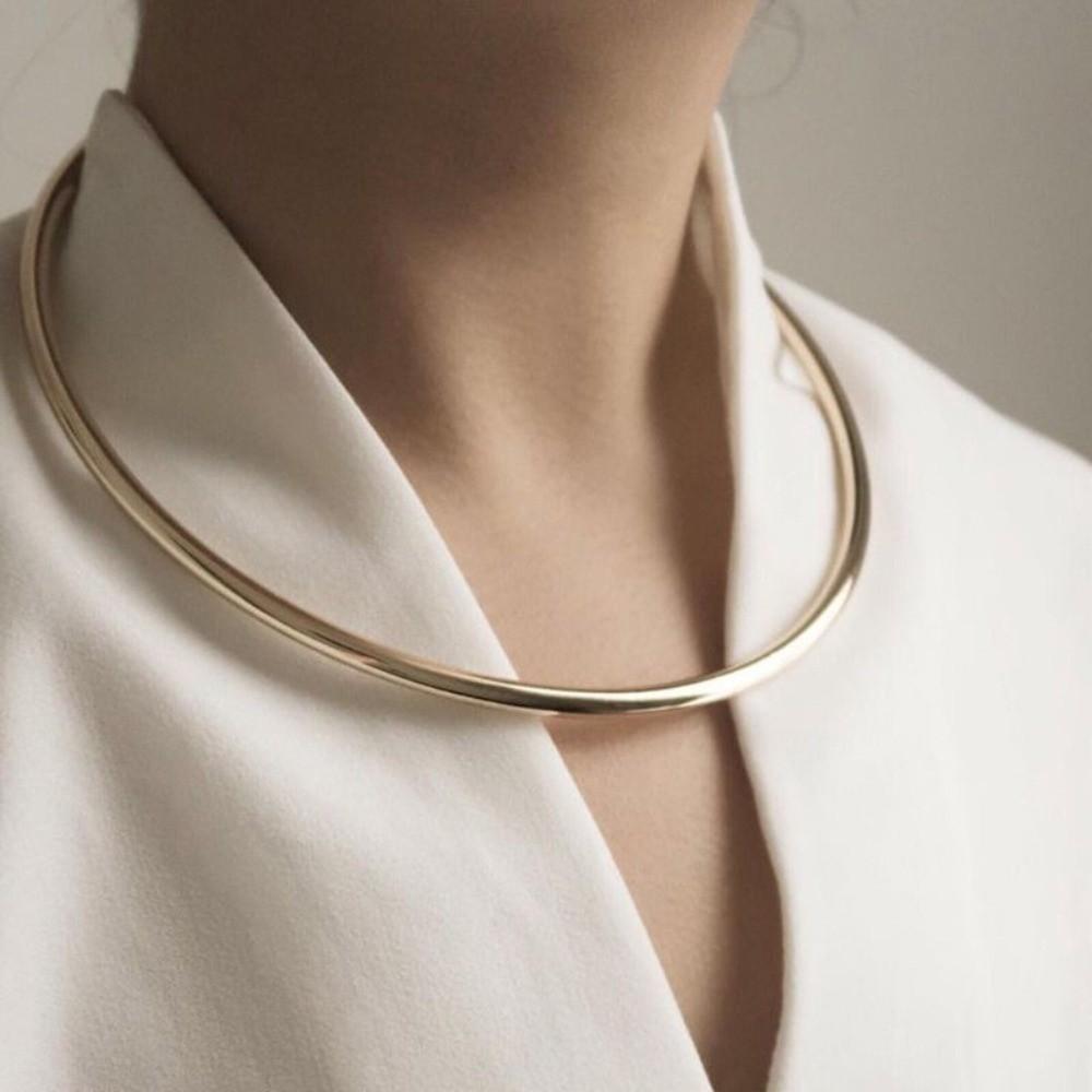Silver Collar Necklace Waterproof Neck Ring Necklace Fashion Round Collar Neck Ring Gift