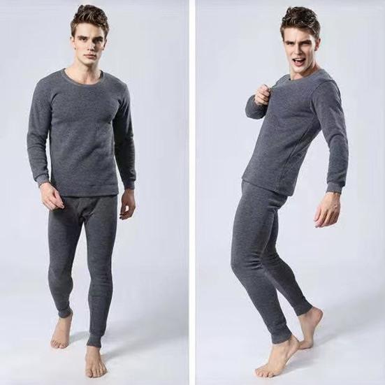 Pánské termoprádlo Dlouhé spodky Set Ležérní dvoudílný outfit Zima Udržujte v teple Top a kalhoty s dlouhým rukávem do chladného počasí
