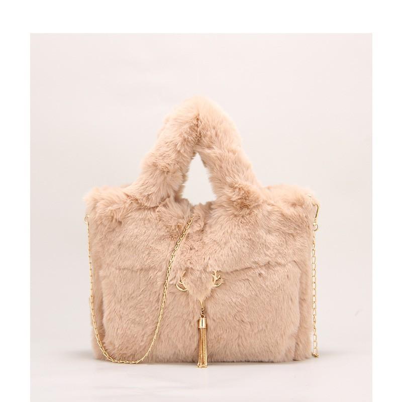 Mao Bag Portable Tote Large Capacity Plush Women s 2025 New Chain Shoulder Cross-body хаки