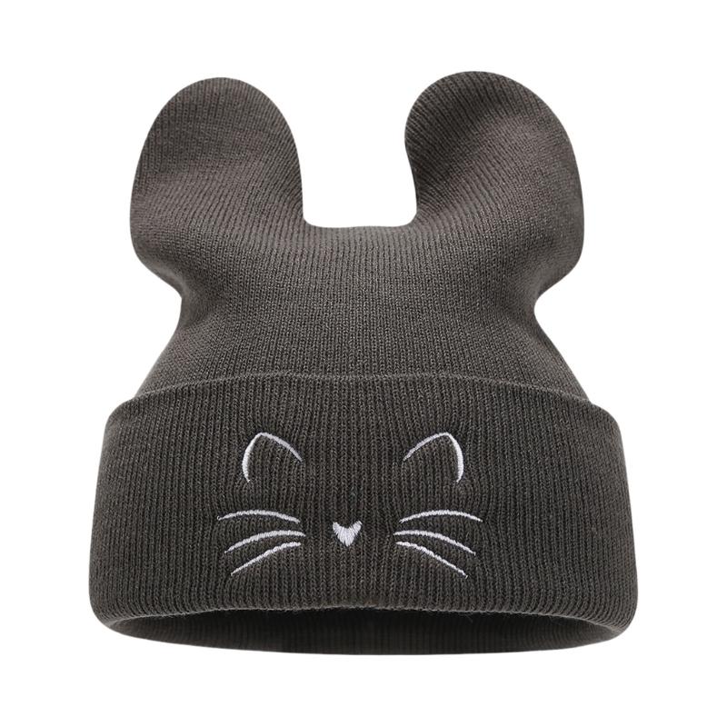 Fashion Knitted Hip Hop Skull Hat Unisex Headwear with Delicate Embroidered Cats for Trending Appeal