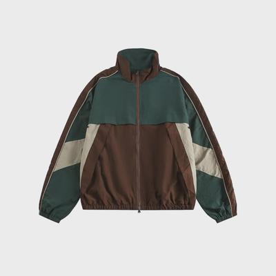 Herrenmode Marke Kontrastnähte Winddichte Jacke - Amerikanischer Retro-Stil, Lockere Passform, Lässig, Unisex, Perfekt für Sport im Frühling und Herbst.