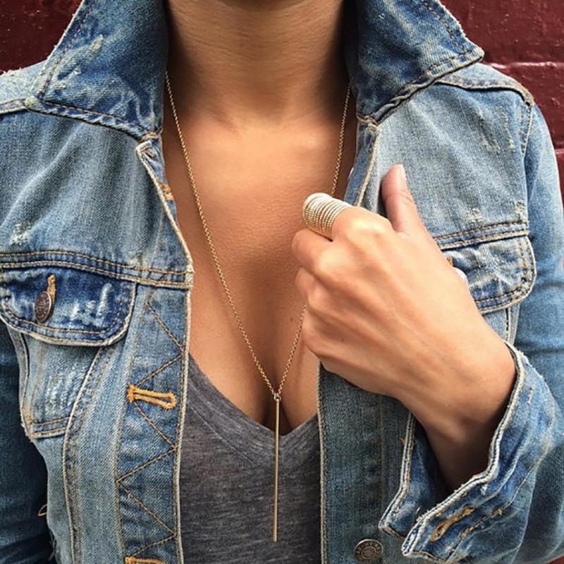 New Minimalism Bar Shape Pendant Long Chain Necklace Women Party Banquet Jewelry In Good Sales Store