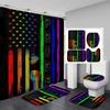 Rainbow Pride Gay Flag Shower Curtain Set Bath Mat Bathroom Toilet Carpet Floor Rug Lesbian Peace Lgbt Home Decor