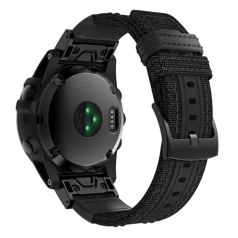 For Garmin Fenix 5X/Fenix 5X Plus/Fenix 3/Fenix 3 HR Watch Band Canvas Jean+Genuine Leather Sports Watch Strap