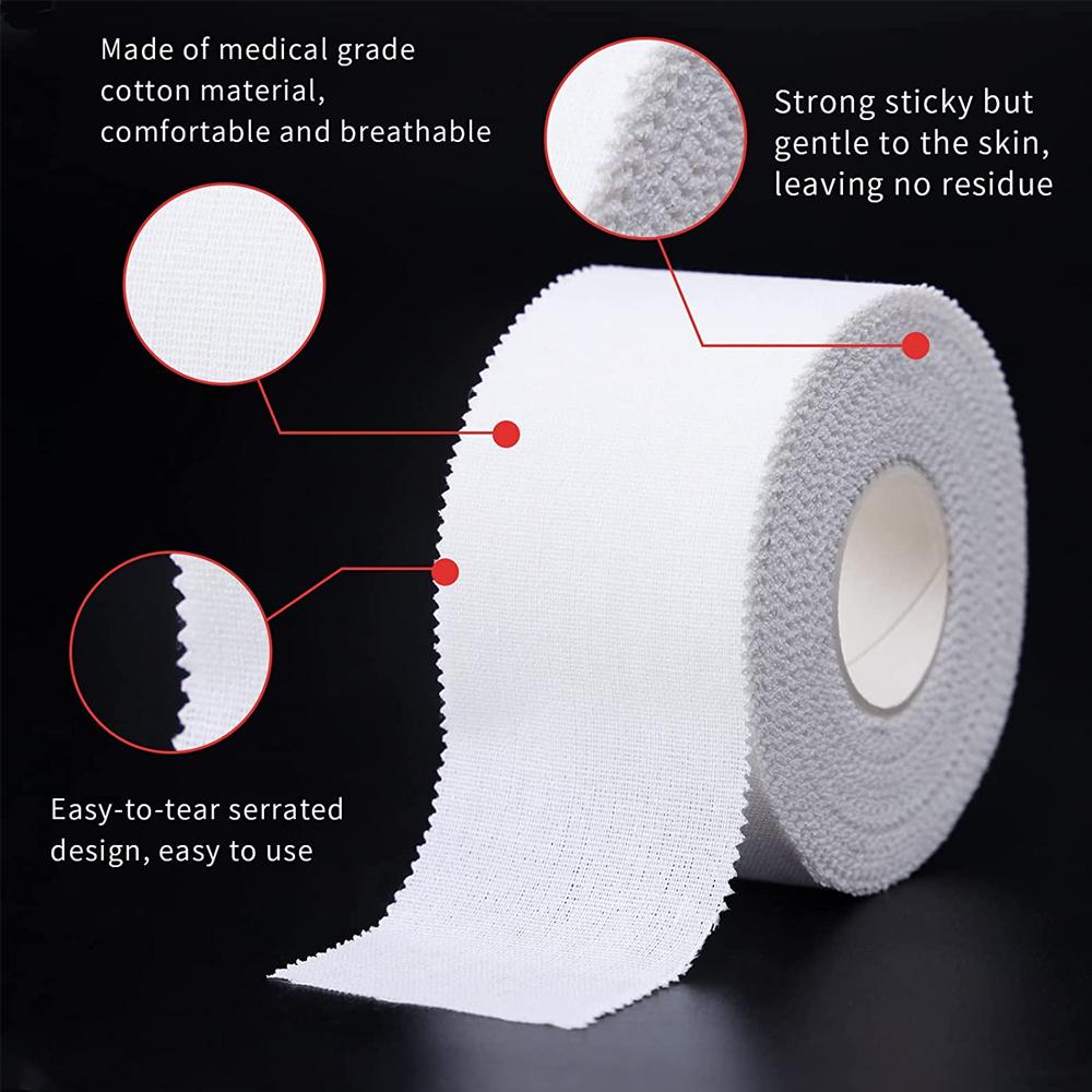 3Roll White Athletic Sports Tape Strong Adhesive No Residue Easy Tear For Athletes Trainers First Aid Injury Wrist Support