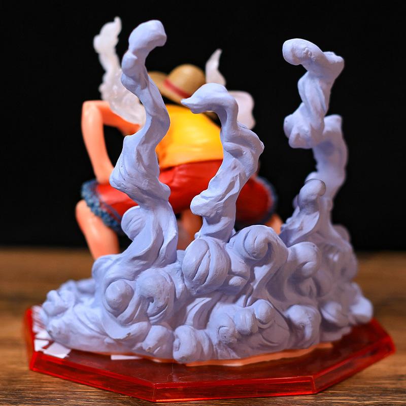 Hot Anime One Piece Figure Second Gear Luffy Super Pitched Battle Scene Pvc Doll Collection Desk Ornament Model Toys Gift