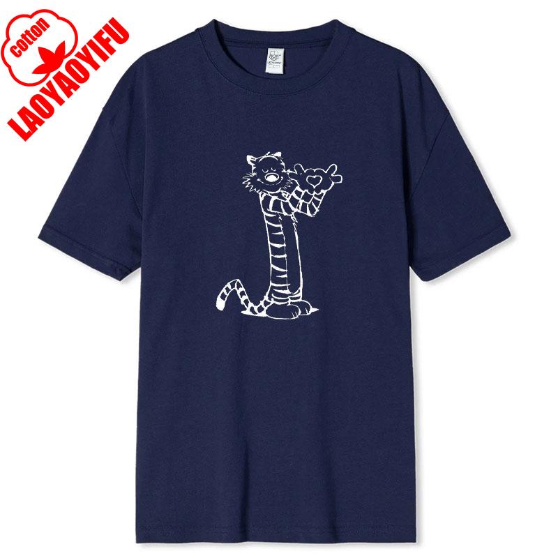 Vintage 90s Calvin Hobbes Tshirt Comic Strip Kawaii Friend Clothes Men Women Simple Casual Fashion Tees High Quality Cotton Tops