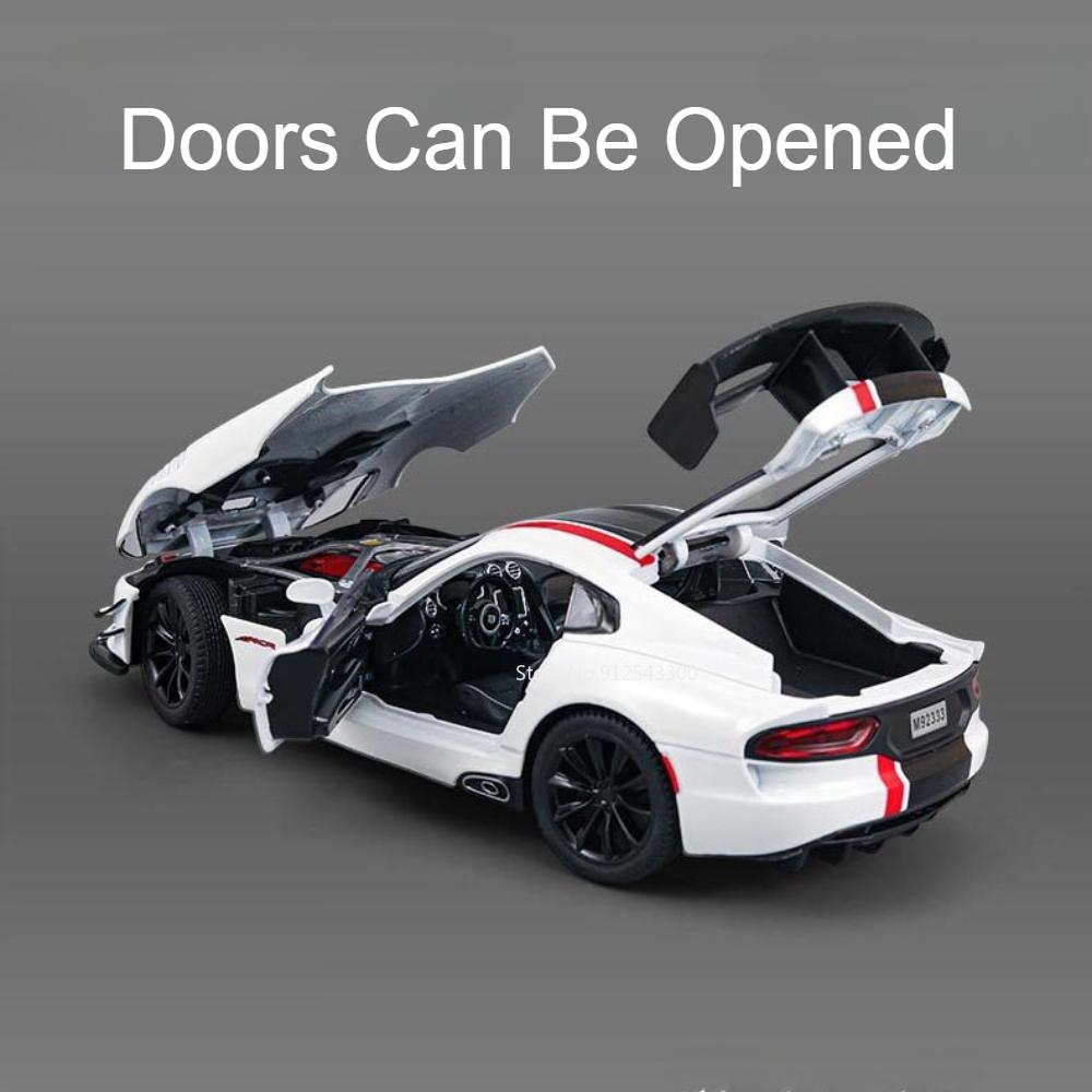 1:24 Viper Hellcat Sports Car Model Toy Alloy Diecast Sound Light Pull Back Wheel Steering Racing Cars Models Display Ornaments
