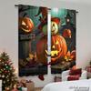 Piece Set High Definition Digital Printed Curtainshalloween Pumpkin Colorful Night Fallen Leaves Dark Backgroundhome Decora Curtain Polyester