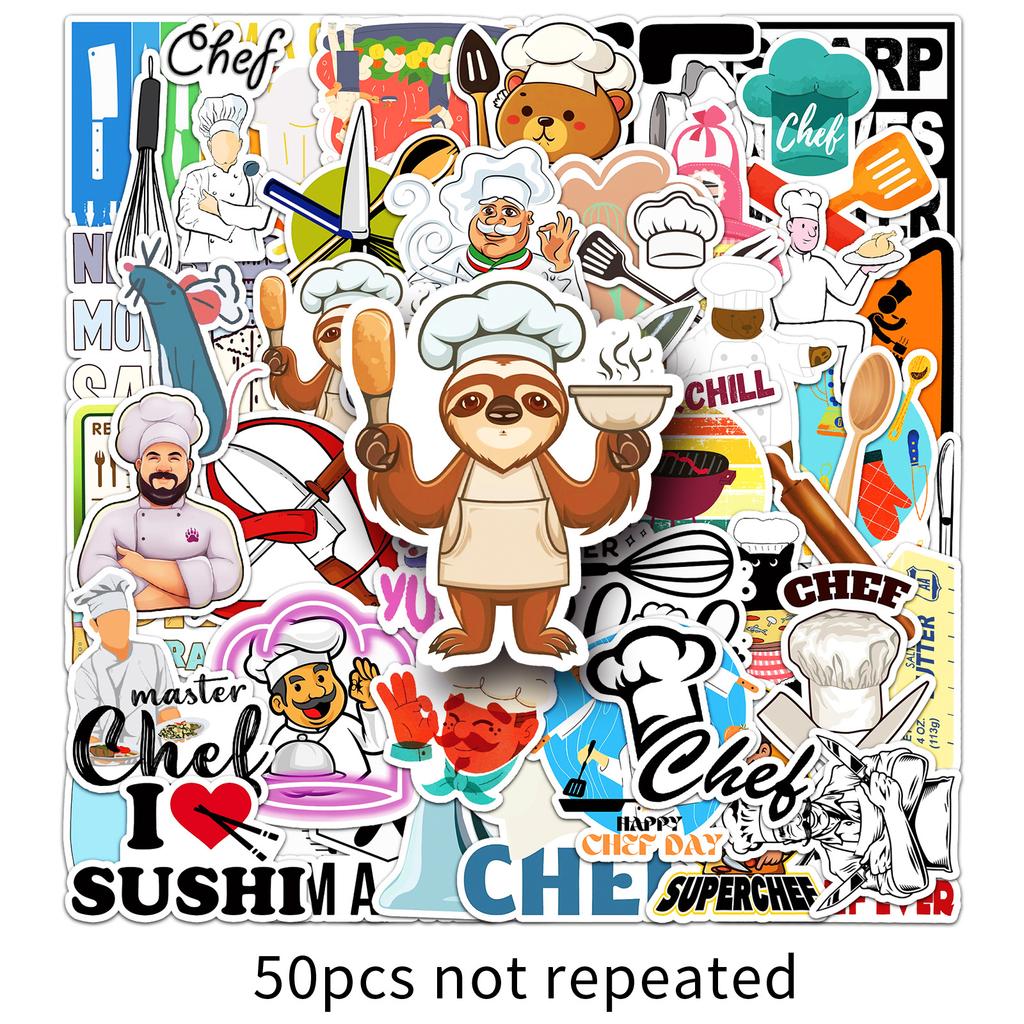 50 Chef Profession Graffiti Stickers Personalized Creative English Decorative Water Cup Suitcase Skateboard Stickers