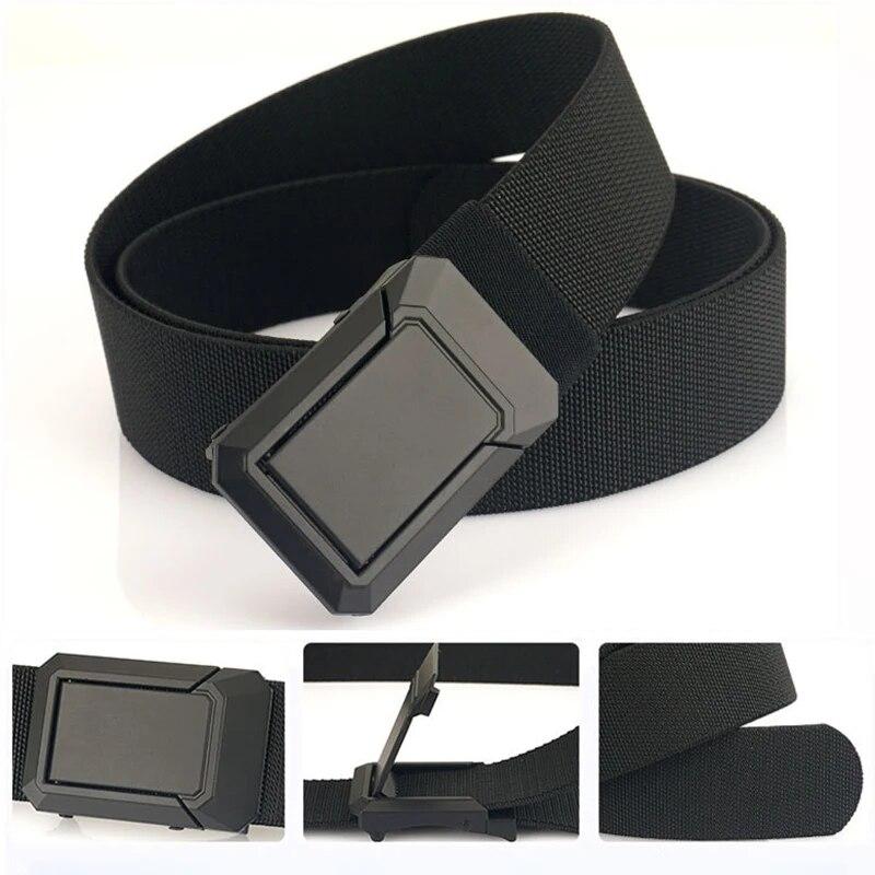 1pc Men's Belt Outdoor Sports Tactical Belt Comfortable Woven Elastic Belt Metal Press Buckle Casual Trendy Neutral Belt MenBelt