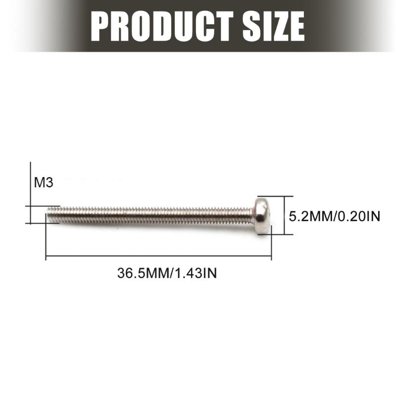 Guitar Bridge Replacement Screws, 10Pcs Metal Fasteners with Rounded Pan-Style Head and Fully Threaded Shafts for Mounting