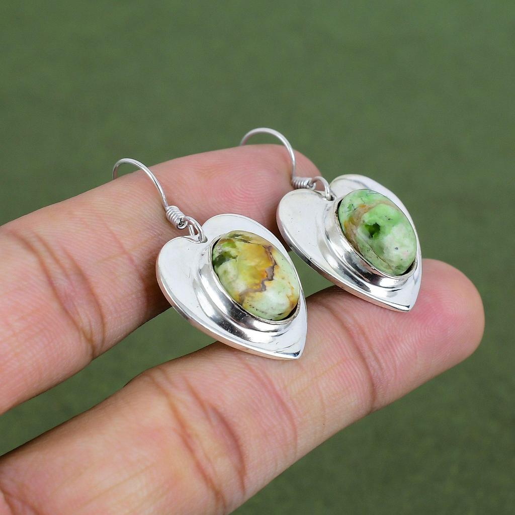 Australian Chrome Chalcedony Earring 925 Sterling Silver Earring Natural Gemstone Jewelry Handmade Earrings Gifts For Mother Antique Jewelry