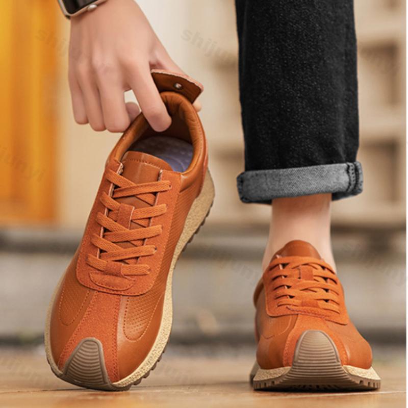 Fashion 2025 Men's Spring Fly Weave Breathable Casual Sports Shoes Versatile Thick Sole Height Increasing Comfortable Chunky Sneakers