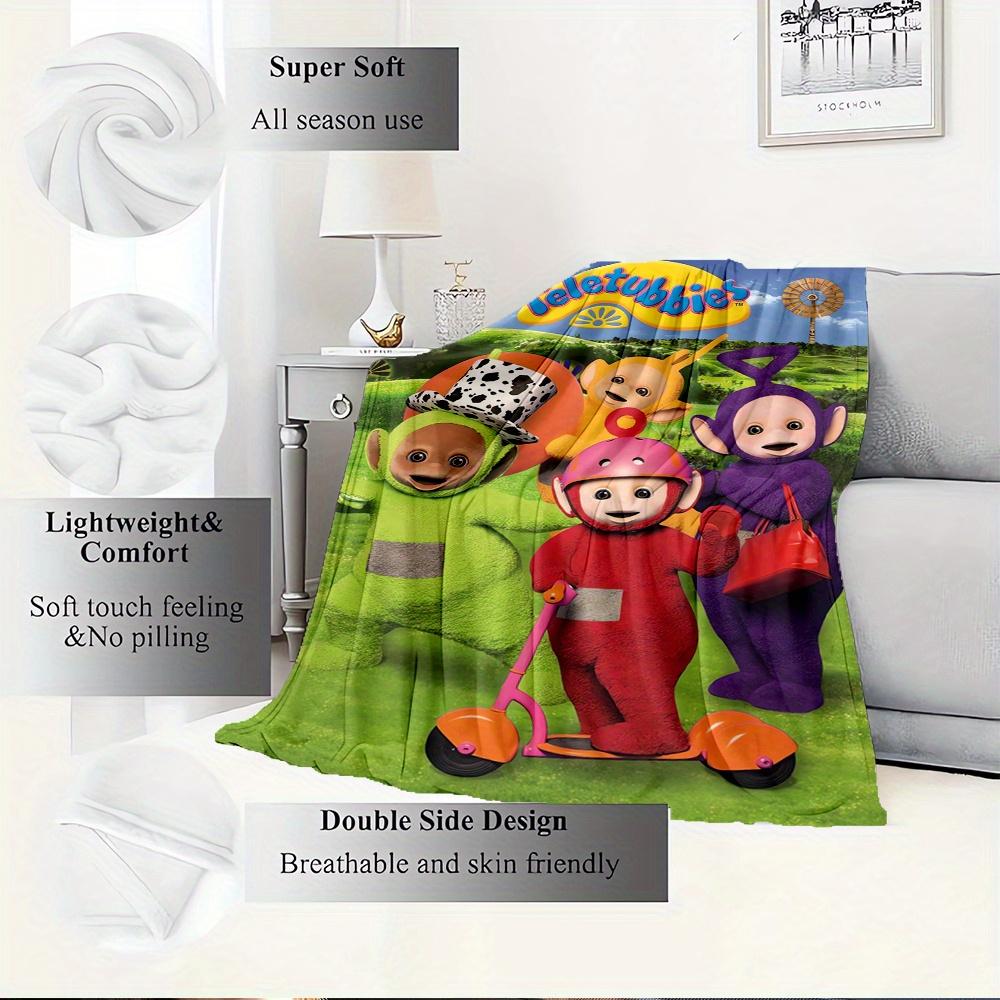 1pc Teletubbies,Outdoor,FunDigital Print Fleece Blanket - Contemporary Style, Suitable for All Seasons, Perfect for Home, Travel, or Camping