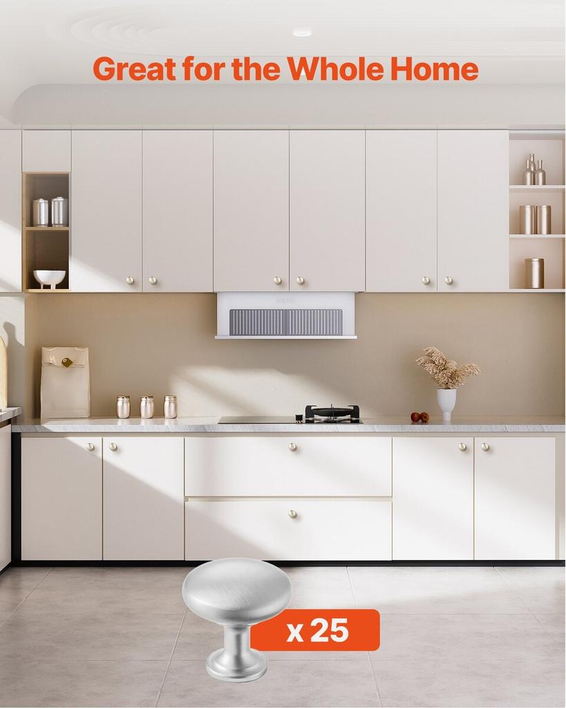 Cabinet Knobs, 25 Pack, 28 Mm Zinc Alloy Drawer Pulls Door Handles, Mushroom Kitchen Solid Knobs Dresser Handles, Cupboard Hardware with Screws for