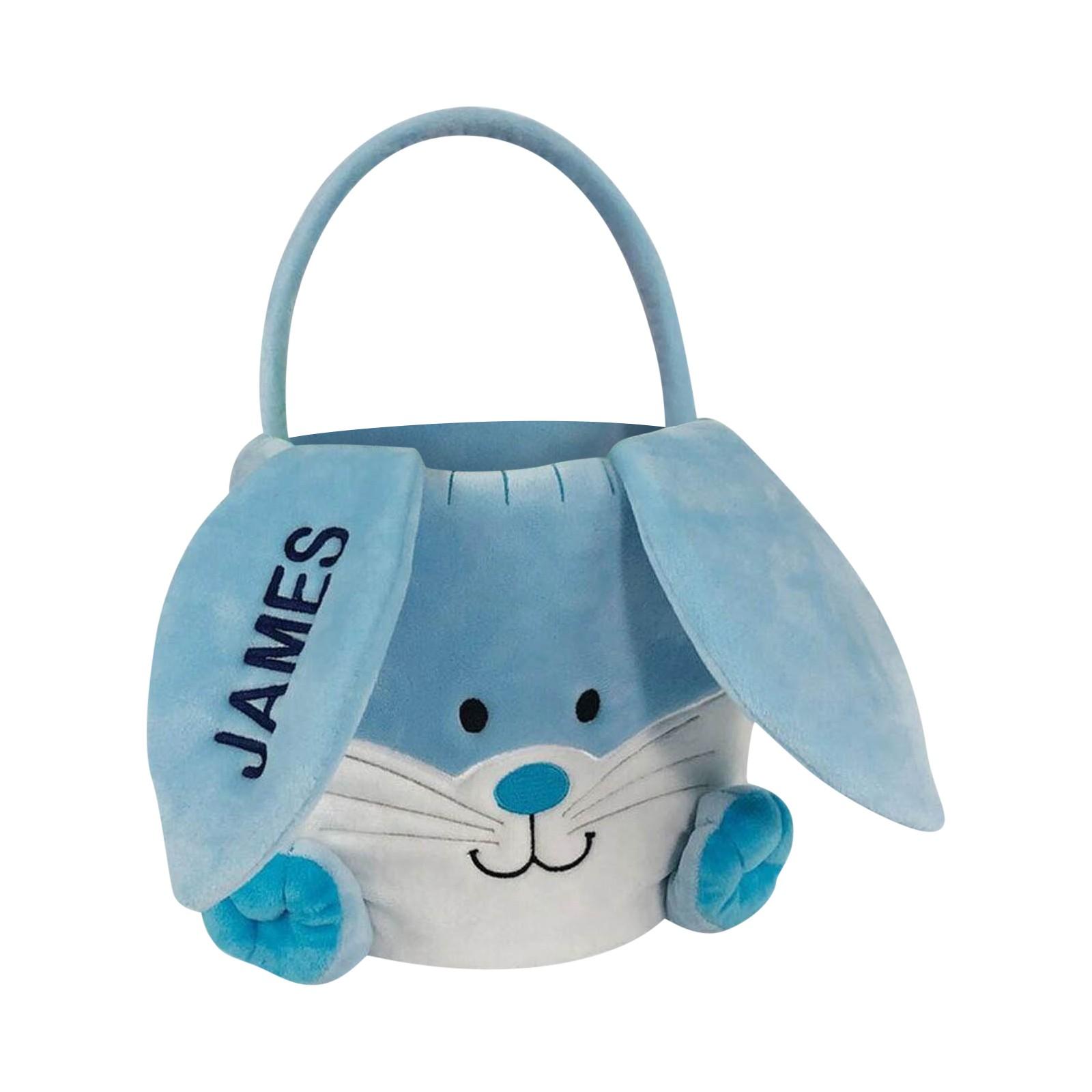 

Вышитое имя Кролик Ведро Длинные Уши Персонализированный Одиночное Ухо Индивидуальная Корзина Пасхального Кролика One Size