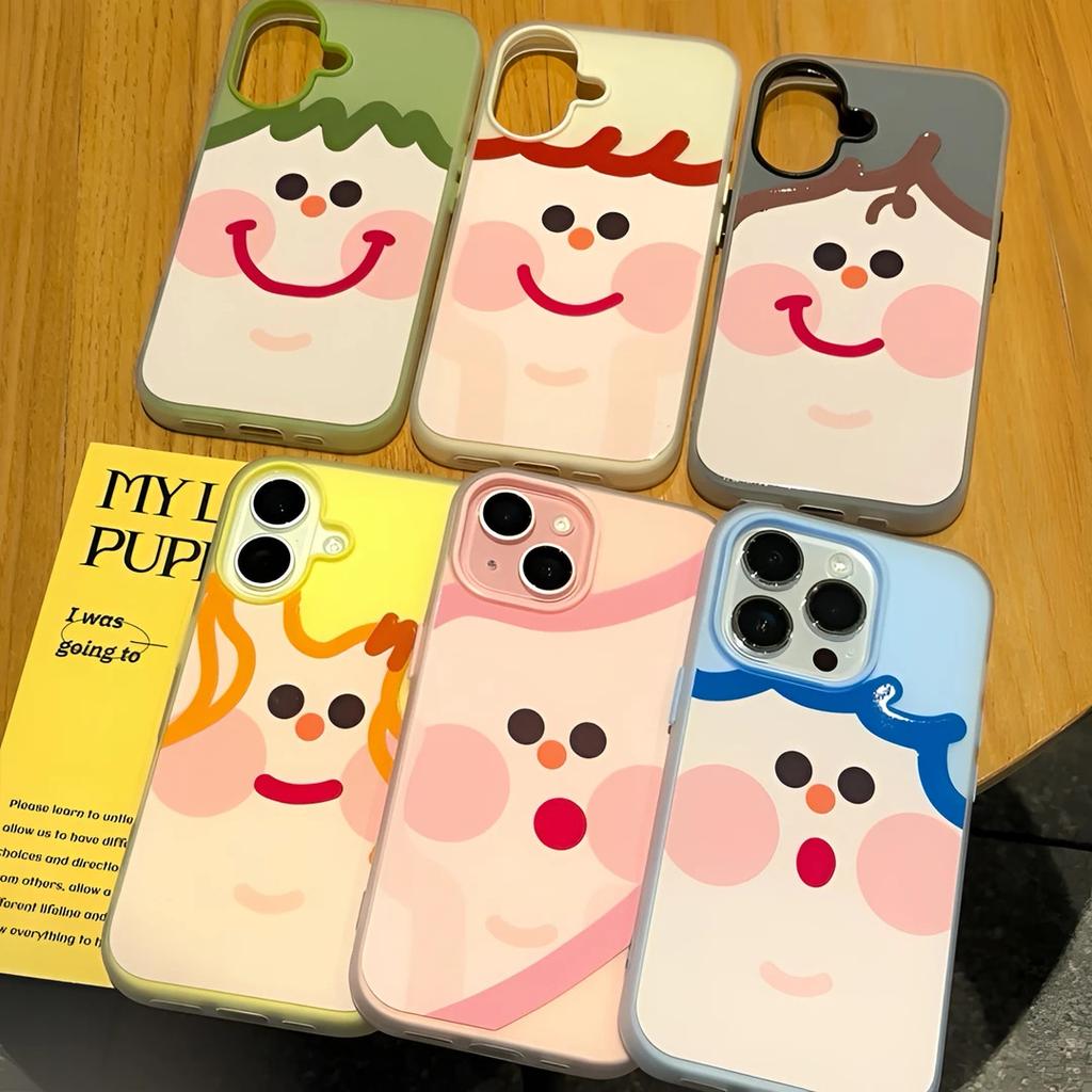 Cute square face expression applies to iPhone16/17promax mobile phone case Apple 15 skin matte 13/14 set