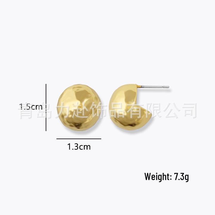 

Винтажные европейские и американские серьги-пусеты в виде текстурированных шариков из позолоченной меди