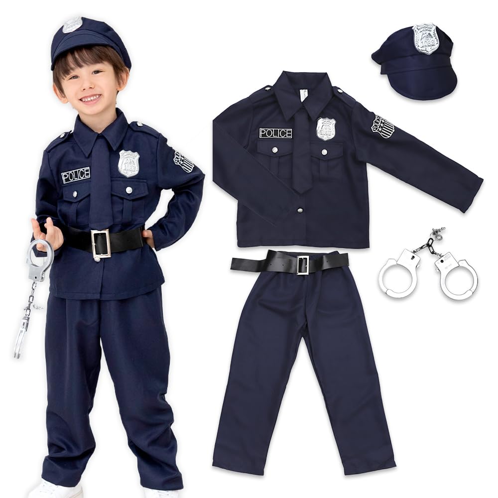 

Brightlara Kids Police Costume for Halloween, Unisex, for Boys and Girls (kidscos039-NV-110)