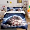 3Pcs Hedgehog Sleeping On Clouds Under Stars Print Bedding Set 1 Duvet Cover 2 Pillowcases For Adult And Children Luxury Gift
