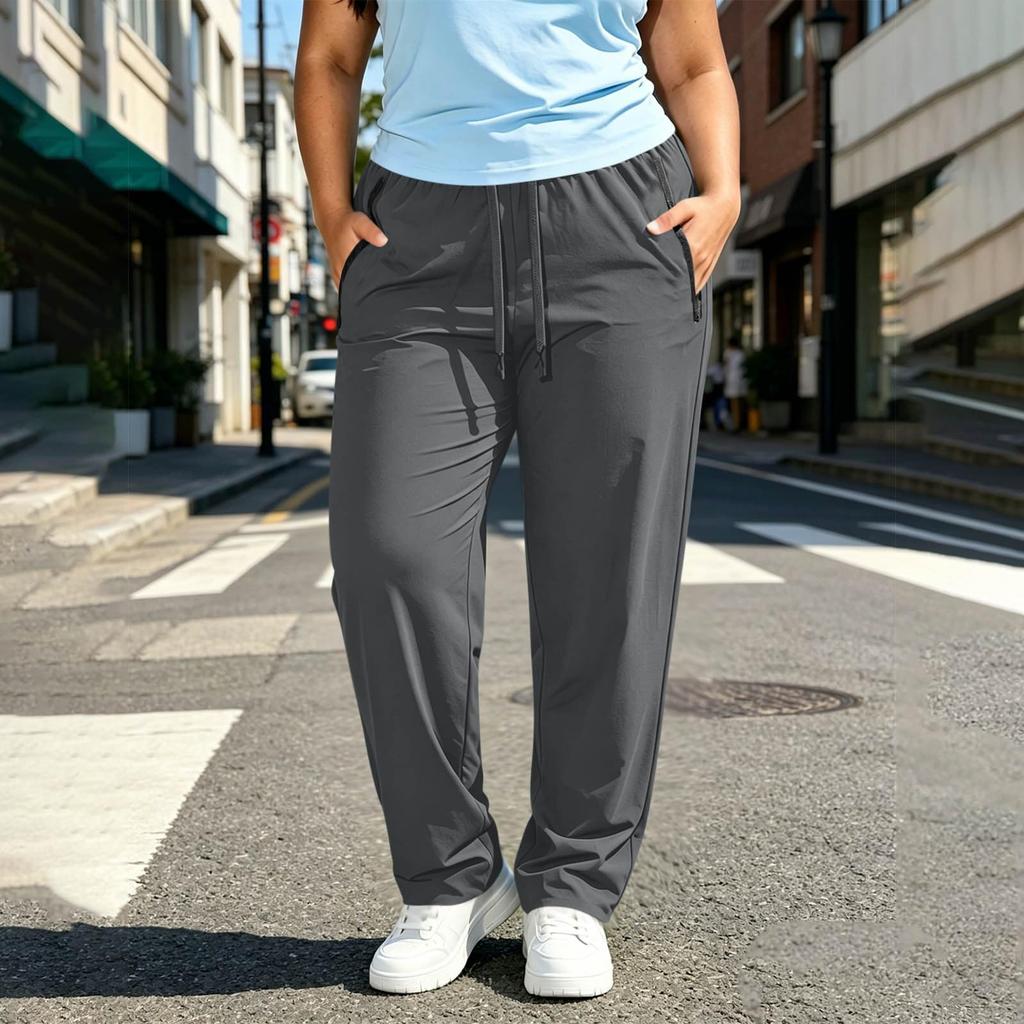 Women's Plus Size Quick-Dry Workout Pants Loose Fit Casual Joggers for Running, Gym, Yoga