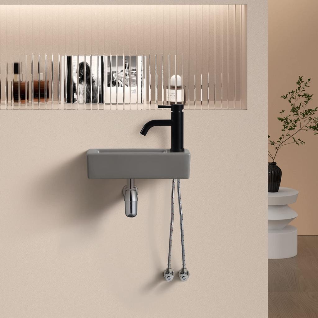 Siphon-Ablaufgarnitur Handwaschbecken Handwaschbecken Wand Kleinwaschbecken Mini-Waschbecken Handwaschbecken Wand mm [P Inklusive] Becken, Stilvoll, Grau, Becken, Aufputz, Kompakt, Schüssel, Typ,