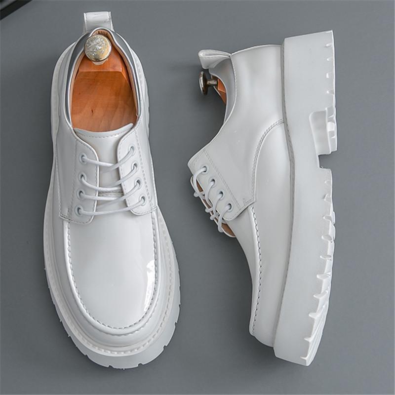 Fashion Fashoin New Men Pointed Black Silver Black Lace Up Height Increasing Casual Leather Shoes Wedding Dress Formal Flats Footwear