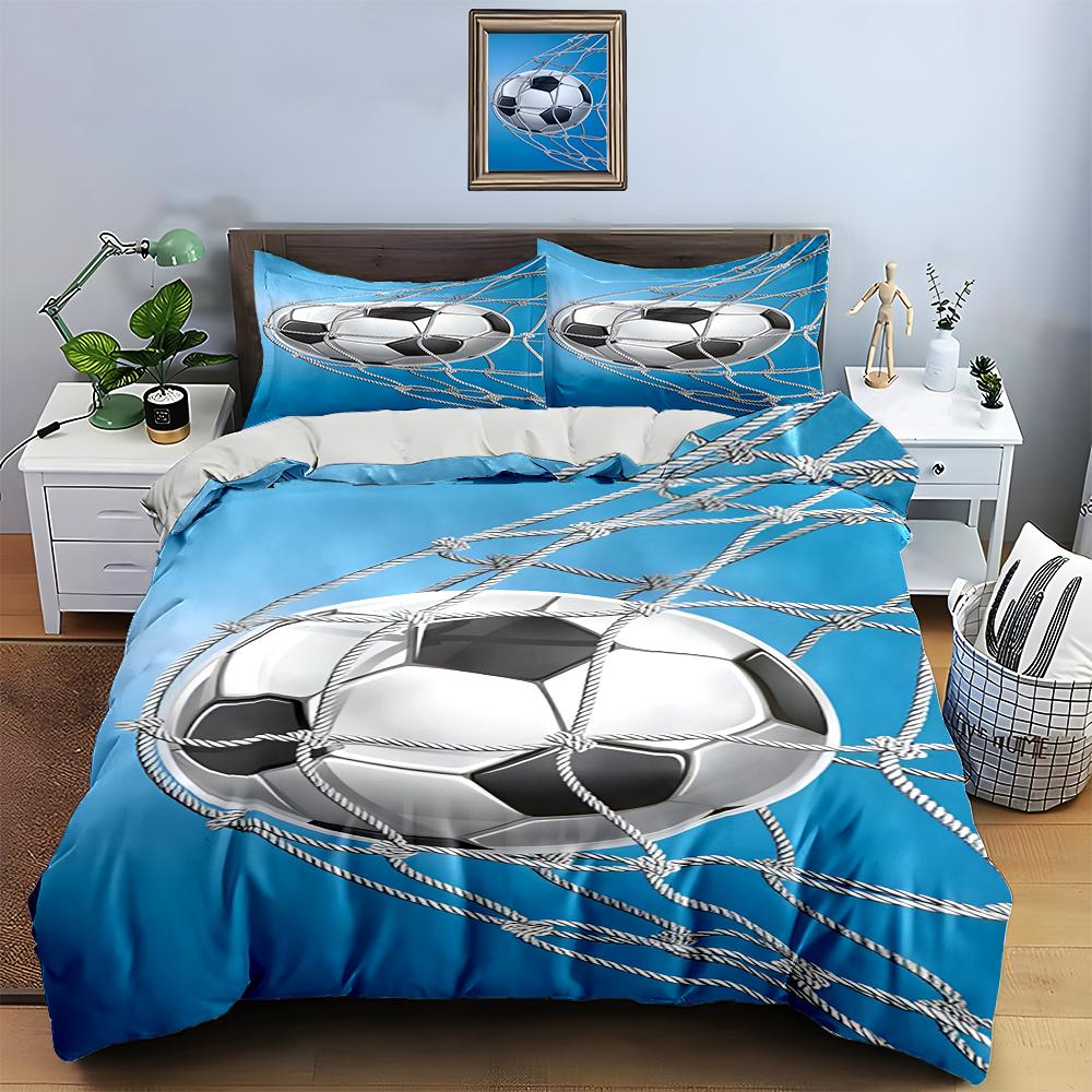 Soccer ball net. Bedding Duvet cover sets Duvet covers Pillowcases gifts (1 * Duvet Cover 2 * Pillowcases, without duvet insert)