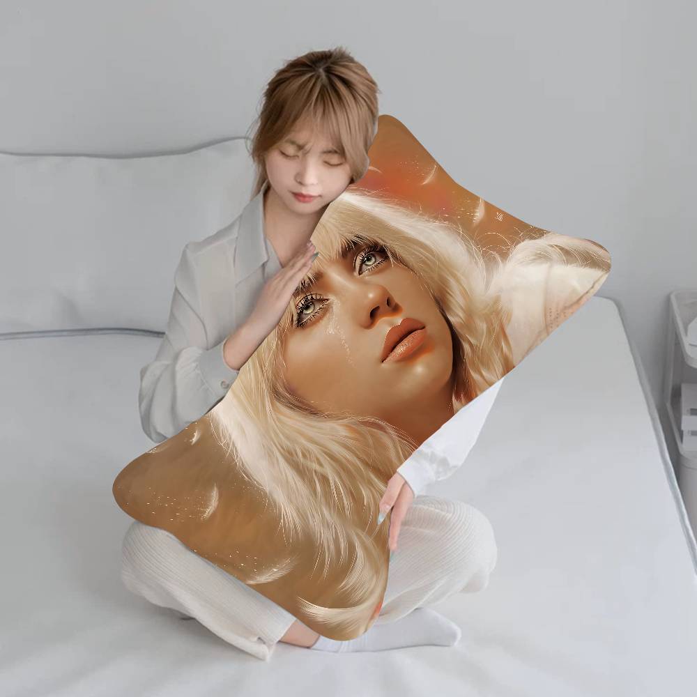 B-BillieS Singer E-EilishS Quick-Dry Polyester Pillowcase For Adult Women, Anti-Oil, Non-Slip, Sweat-Absorbent, Home Use