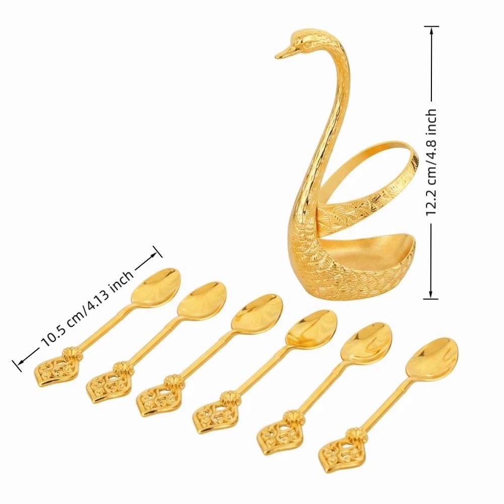 6Pcs with Swan Shaped Base Swan Fruit Spoon Elegant Dessert Spoon Coffee Spoon  Kitchen