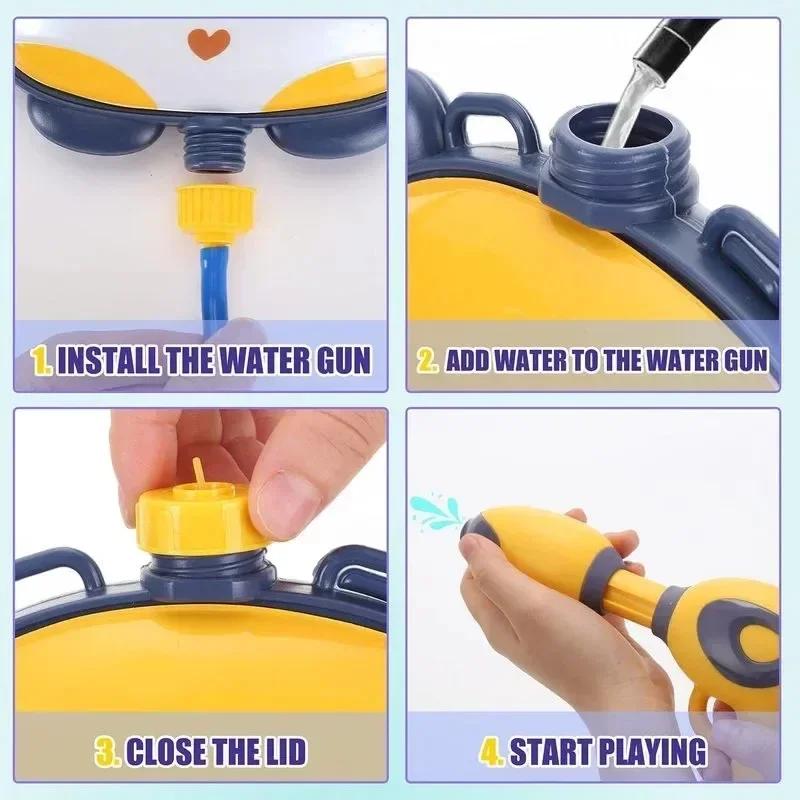 Backpack Water Gun Summer Cartoon Children Toy for Kids Animals Water Blaster Soaker Outdoor Beach Pool Fight Gun Toy for Kids