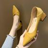 Fashion Pointed Toe Chunky Heels Women's Shoes Leather Casual Block Heel Ladies Pumps with Medium on Promotion Fashion Genuine Mark Y2k