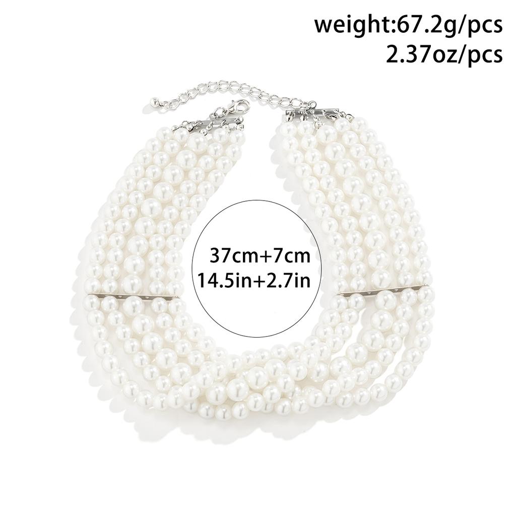 Vintage Imitation Pearl Multi-Layer Necklace Oval Beasds Choker Elegant Collar for Women's Chain Jewelry Accessories Party Gift