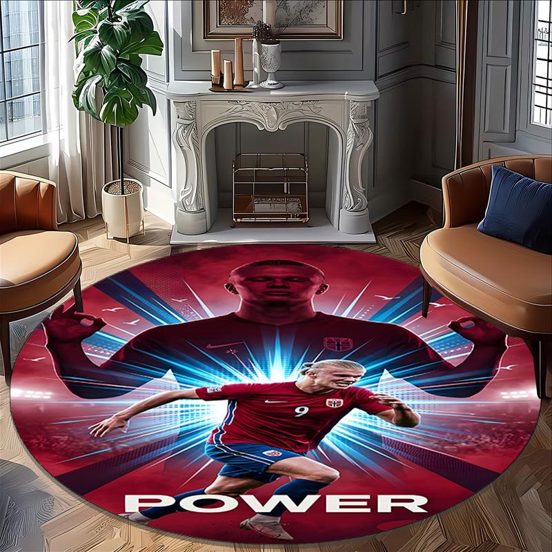 1pc Haaland5 Carpet, Round Rug, Comfortable, Suitable for Entryways, Living Rooms, Office, And Bedrooms, Christmas Decoration