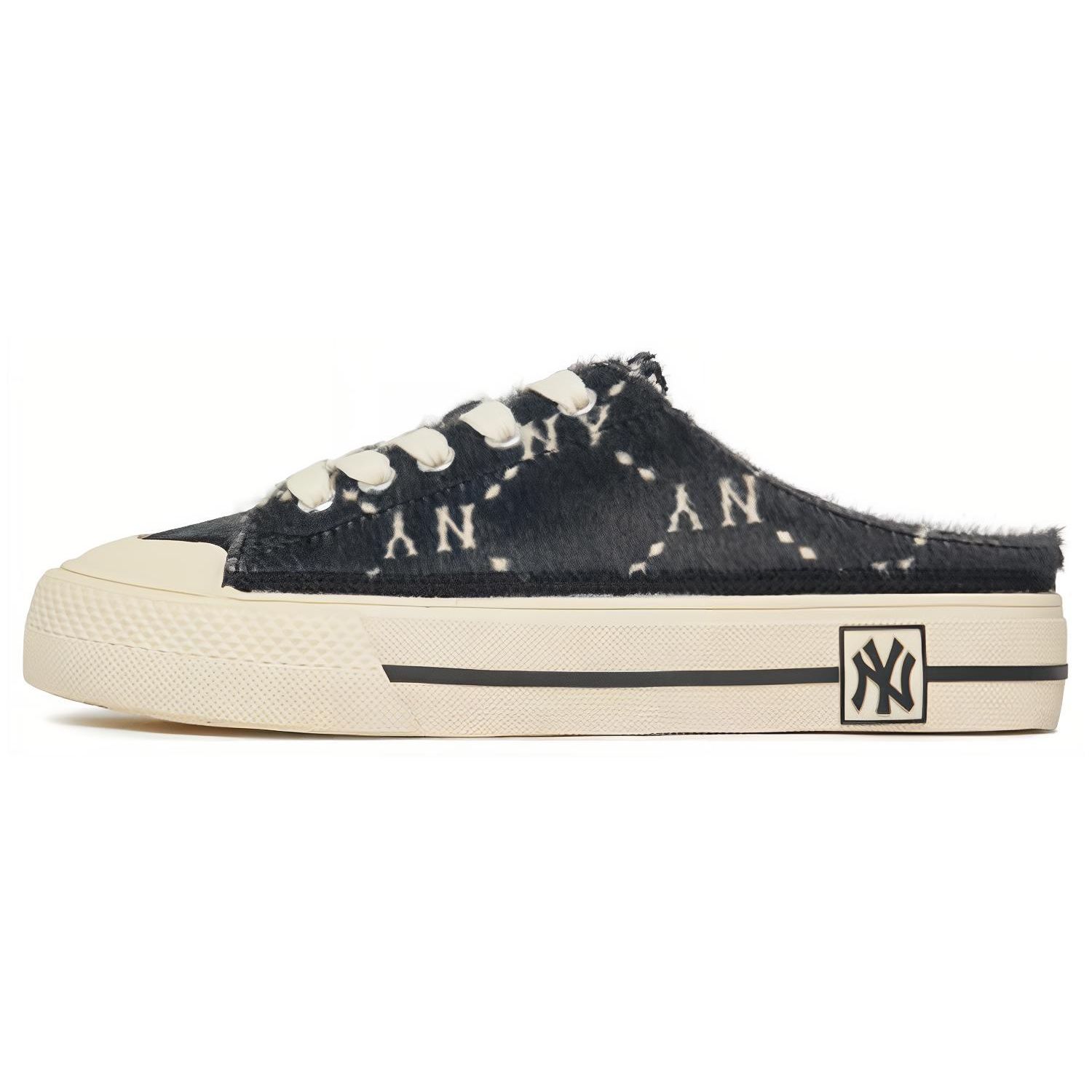 MLB Playball Mules Fell Dia Monogramm Mode Halbschuhe Rutschfest Stoßdämpfend Verschleißfest Niedrige Sneaker Unisex Sneaker 3AMUUFS26-50BKS 36.5 black