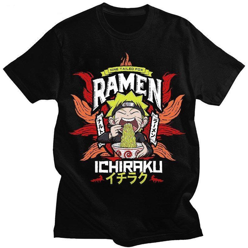 Summer Japanese Anime Naruto Naruto Uzumaki Pure Cotton Shortsleeved Tshirt with Letter Printing S