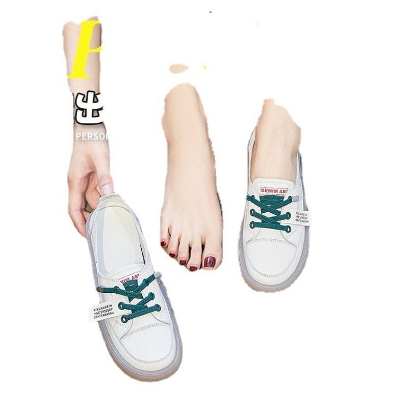 Little White Shoes Women's Autumn New Trendy Beef Tendon Sole Shallow Mouth Lace-up Lazy Shoes Soft Sole Student Single Shoes Women