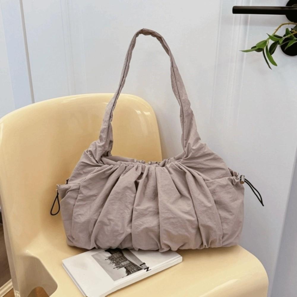 Casual Nylon Cloud Shoulder Bag Large Capacity Drawstring Cloud Tote Bag Portable Korean Ins Style Cloud Handbag Women