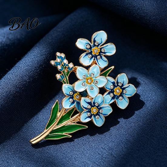 Unique Jewelry for Daily Wear Forget Me Not Flower Brooch, Alloy Blue Floral Lapel Pin, Memorial Enamel Gold Metal Pin Brooch Coat, Dress, Hats, Bags,
