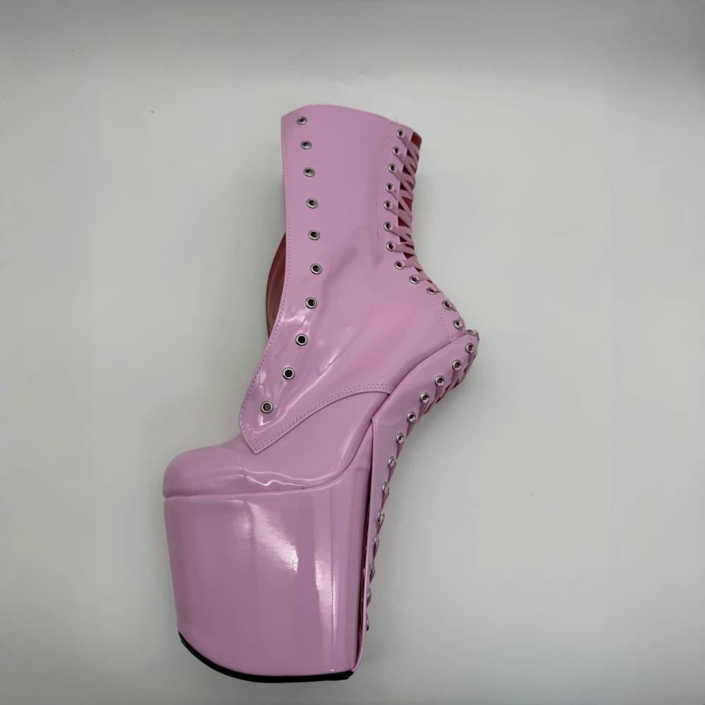 Fashion 20cm Pole Dance Shoes for Women – Extreme High Heel Boots with Front Lace-up, Sexy Night Club Stage Performance Heels