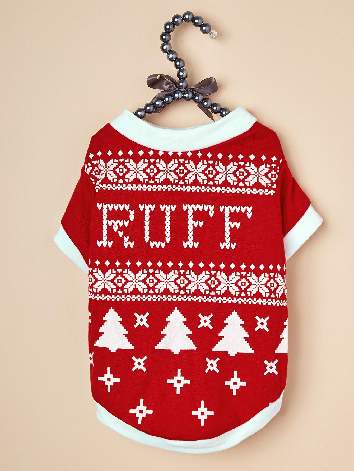 

Christmas Dog T-Shirt Soft Dog Clothes Classical Design Sweatshirts Dog Costumes for Small Medium Puppy Dog Cat Warm Apparel XS（old） красный