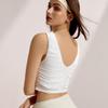 Spring/Summer Women's Ruched Racerback Yoga Vest with Chest Pad - Sexy Sleeveless Top