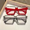 Chic Square Candy-Colored Glasses for Women - Durable Plastic & Metal Frame, Blue Light Blocking Clear Lens, Perfect for Parties